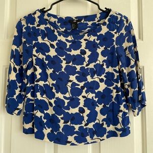 H&M Floral Cropped Blouse with 3/4 Sleeves